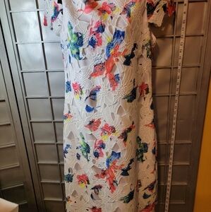 Sharagano size 6 white lace dress